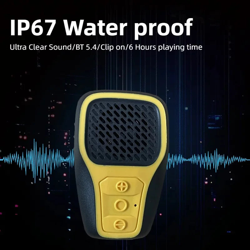 Wearable Mini Clip-on Bluetooth Speaker - Hands-Free Calls, Noise Cancelling Mic, IP67 Waterproof, Gym Ready