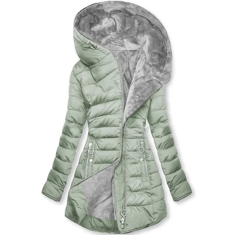 European American New Fashion Women's Solid Color Simple Basic Slim Casual Trendy Daily Hooded Quilted Coats Female Parkas Tops
