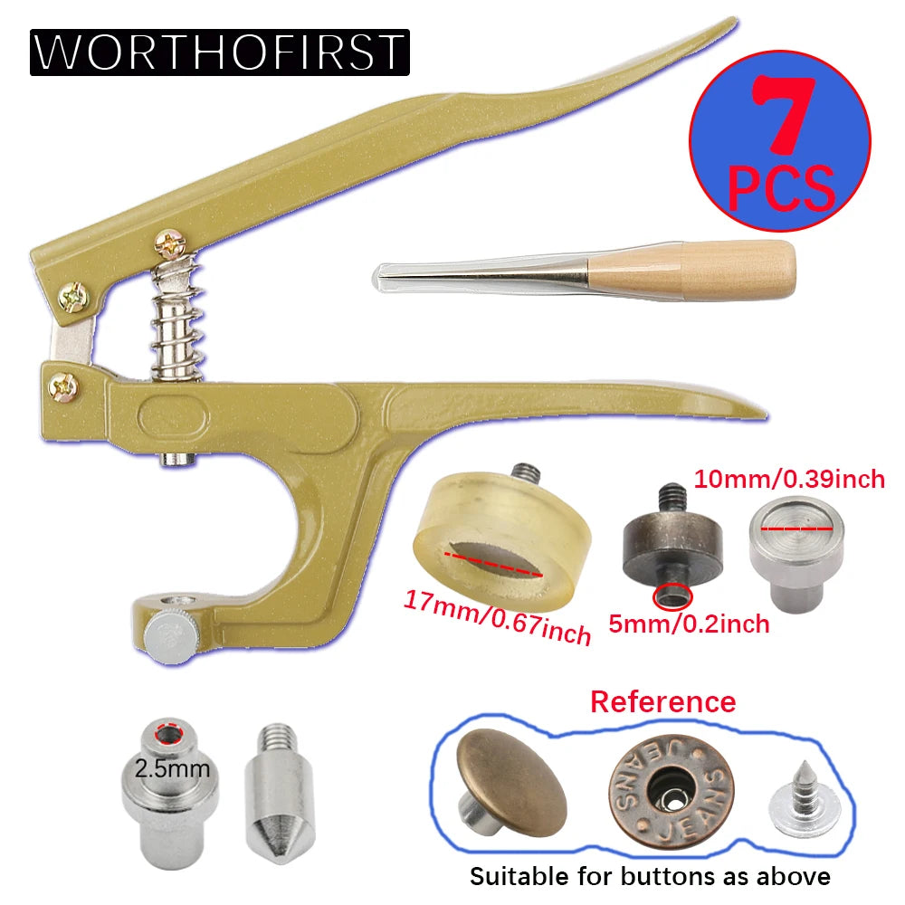 Leather Working Hand Press Tools for Snap Buttons Jeans DIY Leathercraft Clothing Bags Coat Sewing Accessories