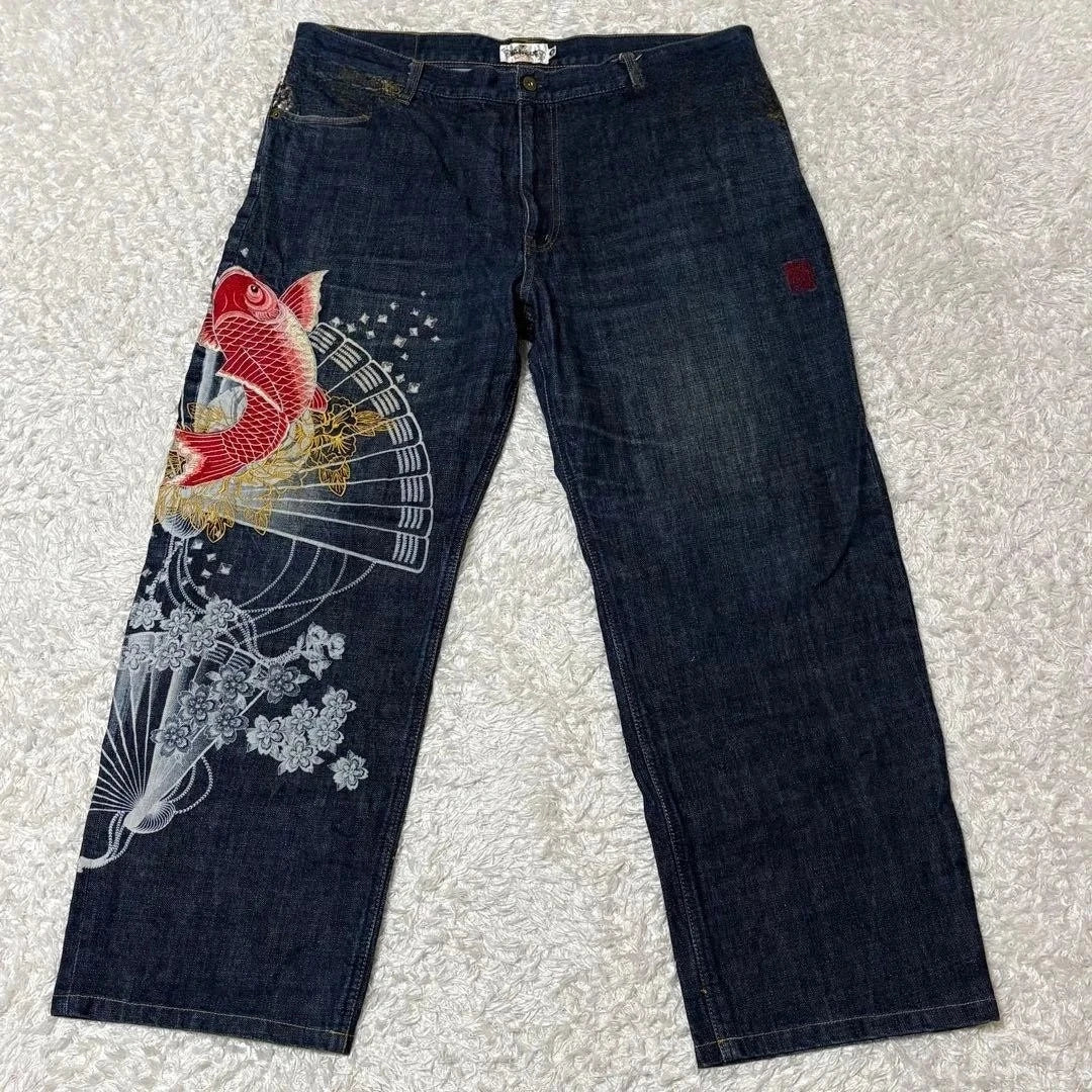 Vintage Japanese Selvedge Jeans Man Y2K High-end Brand Natural Indigo Dip Dyeing Harajuku Mopping Pants