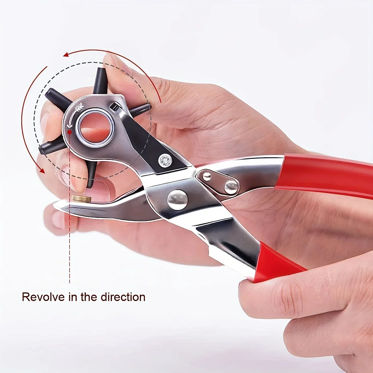 6-Size Rotary Leather Punch - Heavy Duty Belt Hole Puncher Tool w for DIY Crafting & Leatherworking Kits
