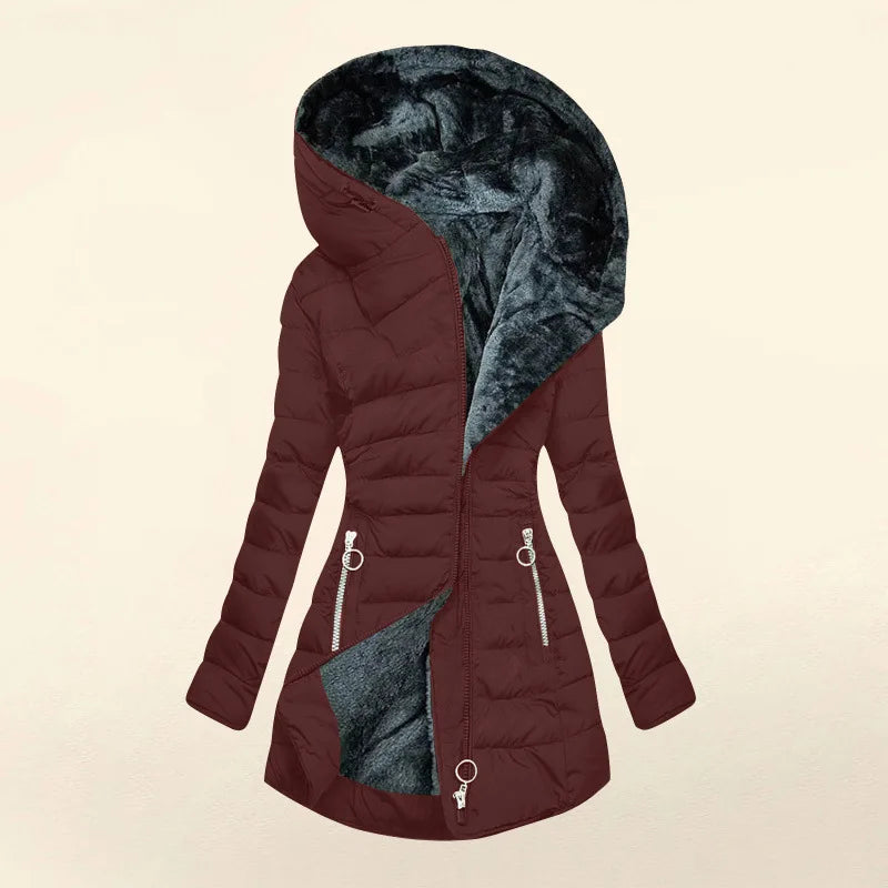 European American New Fashion Women's Solid Color Simple Basic Slim Casual Trendy Daily Hooded Quilted Coats Female Parkas Tops