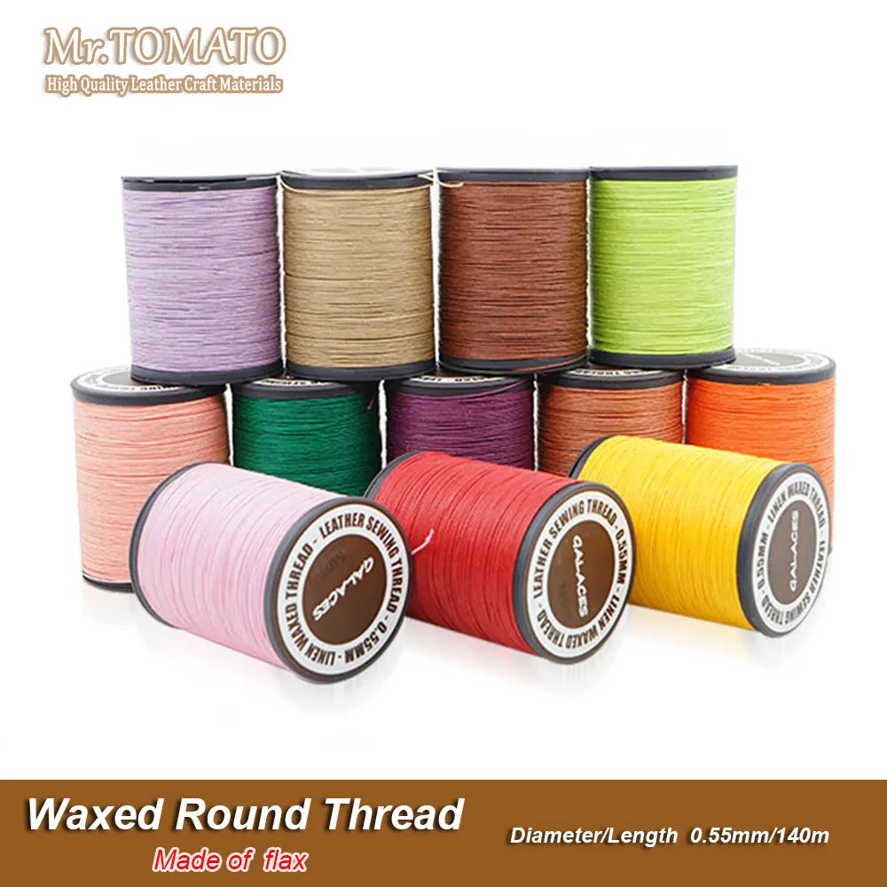 0.55 Leather Sewing Waxed round Thread flax linen Stitching Cord Craft Work Cord DIY Leathercraft Tool 140m Luxury hand bag make