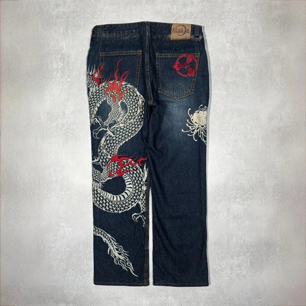 Vintage Japanese Selvedge Jeans Man Y2K High-end Brand Natural Indigo Dip Dyeing Harajuku Mopping Pants