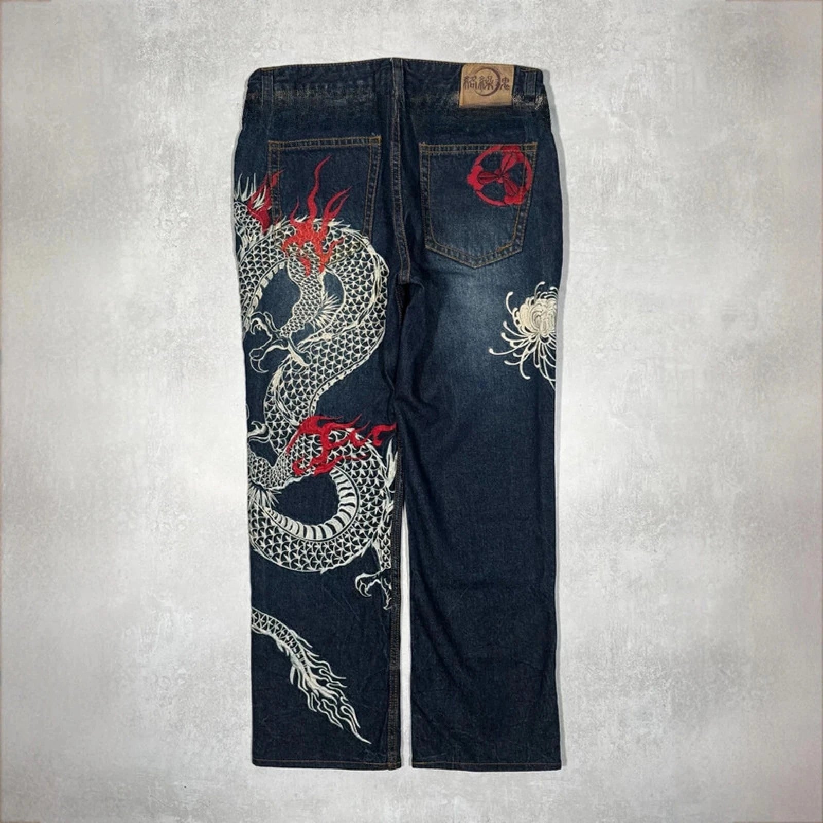 Vintage Japanese Selvedge Jeans Man Y2K High-end Brand Natural Indigo Dip Dyeing Harajuku Mopping Pants