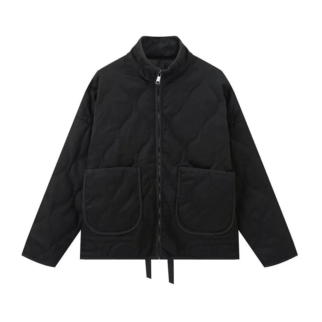 2025 New Women's Cotton Jacket  Loose Vintage High Collar Zipper Large Pocket Decorative Quilted Cotton Coat For Women