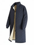 Mid-Length Winter Jacket Man Warm Long Coat Casual Quilted Padded Jackets Solid Color Outdoor Parkas Fleece Lined Thick Outwear