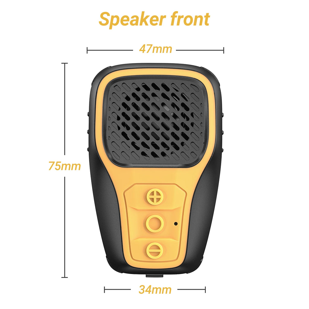 Wearable Mini Clip-on Bluetooth Speaker - Hands-Free Calls, Noise Cancelling Mic, IP67 Waterproof, Gym Ready