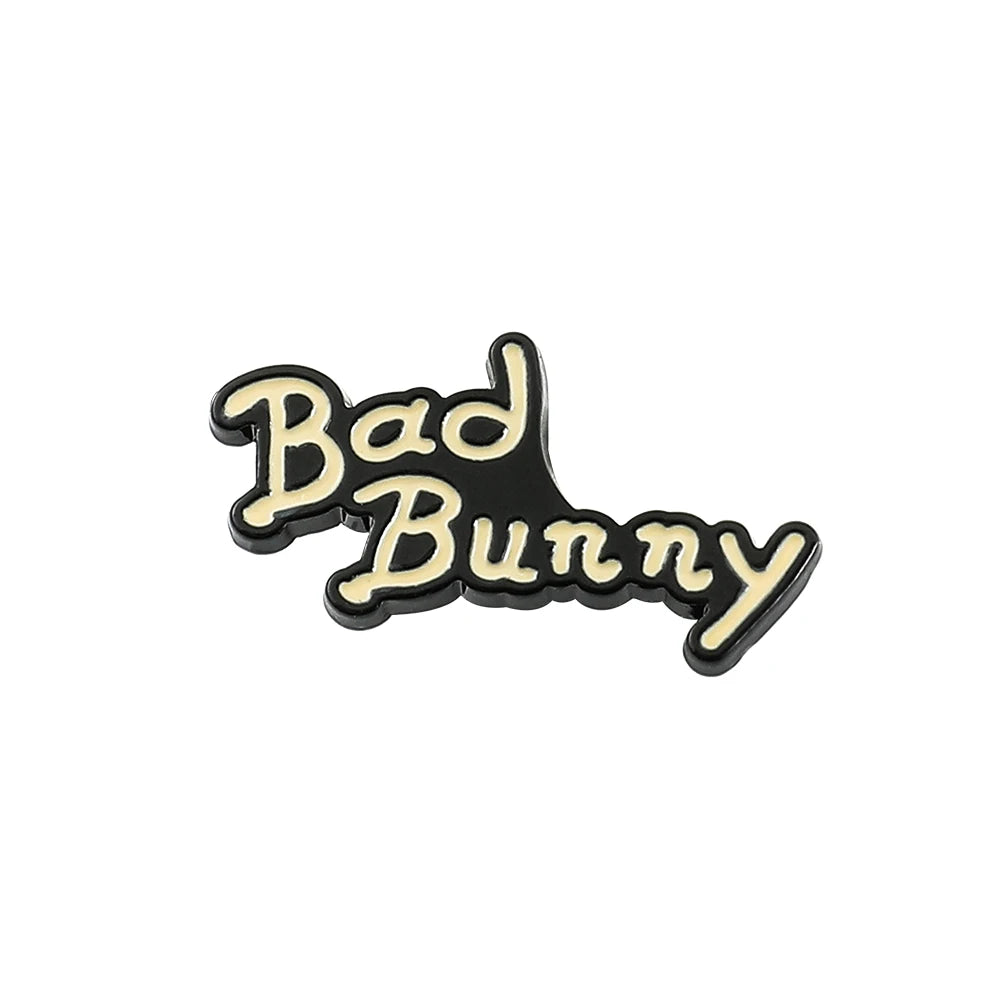 Rapper Bad Bunny Metal Enamel Brooch Bad Rabbit Red Heart Lapel Pins for Backpack Denim Jacket Badges Accessories Jewelry