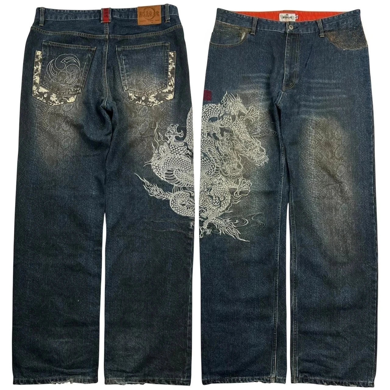 Vintage Japanese Selvedge Jeans Man Y2K High-end Brand Natural Indigo Dip Dyeing Harajuku Mopping Pants