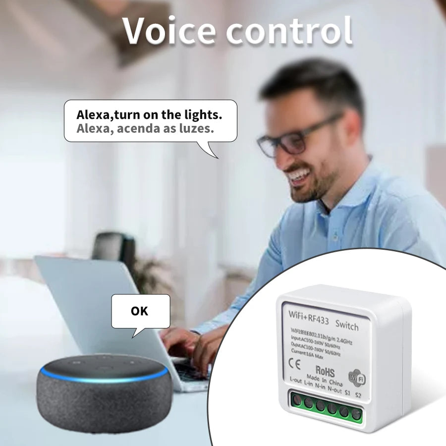 Tuya WiFi Smart Light Switch Smart Home Wireless RF 433mhz Push Button Wall Switch Via Alexa Google Home Alice Smart Life App