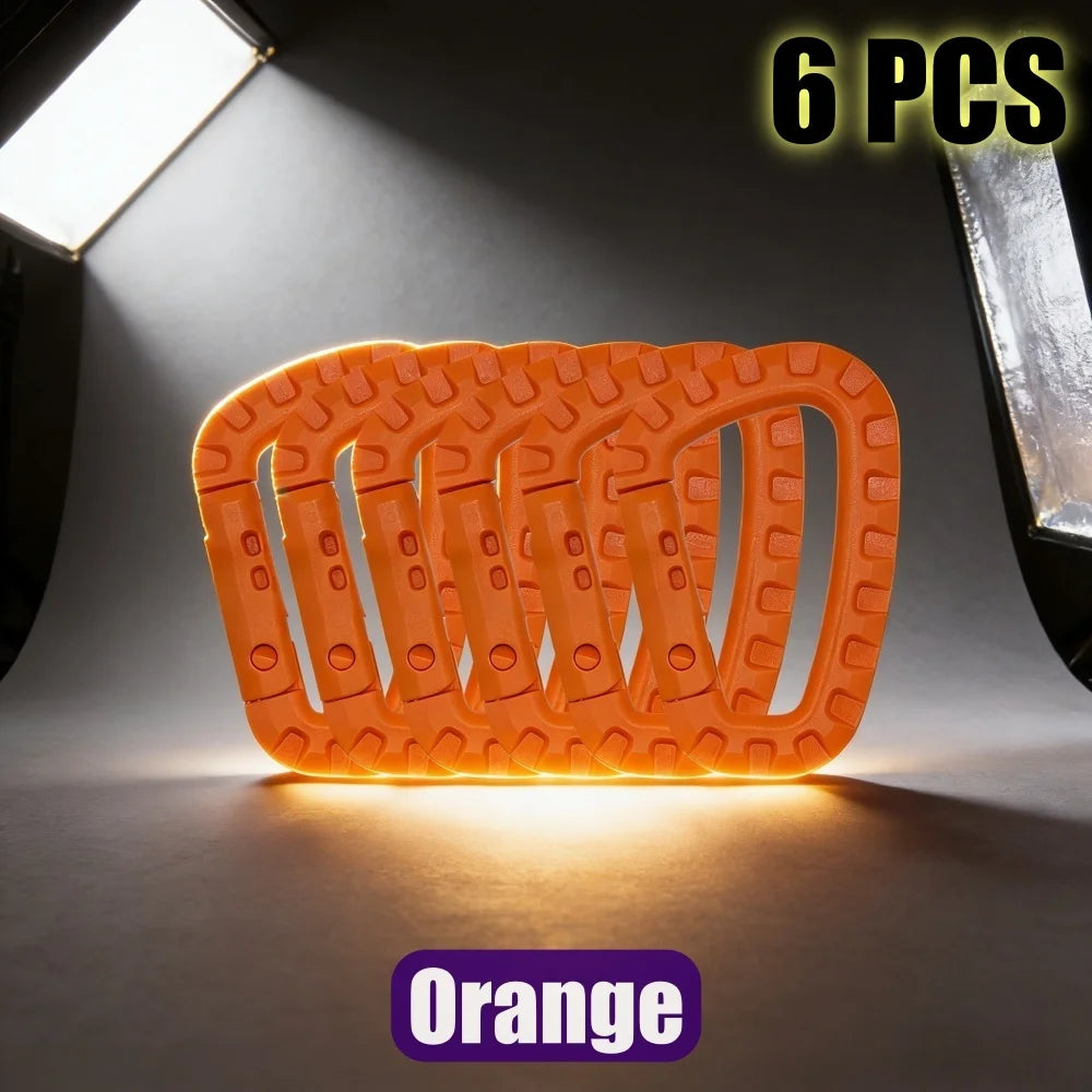 2/4/6Pcs Plastic Carabiner Molle Clip Keychain Hard Spring Snap Gear Hook Outdoor Camping Hiking Tools