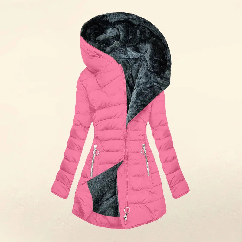 European American New Fashion Women's Solid Color Simple Basic Slim Casual Trendy Daily Hooded Quilted Coats Female Parkas Tops