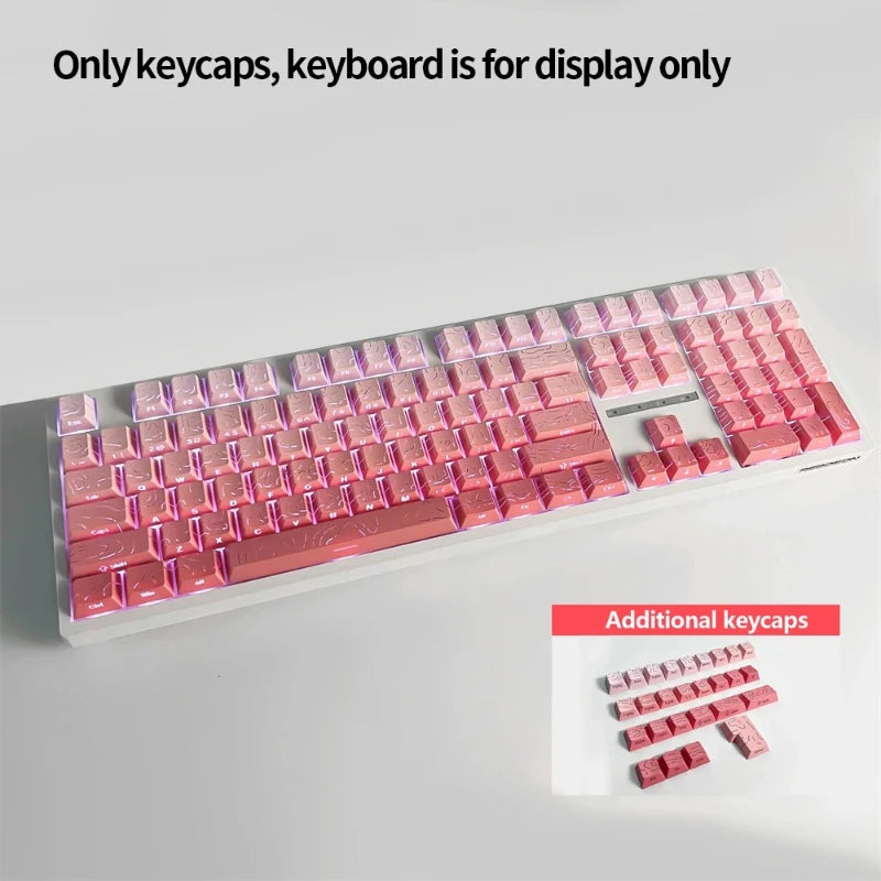 New Topographic Keycaps 4.0 Version Shine Through 98 Key PBT Cherry Profile Side Print Backlit for MX Gamer Mechanical Keyboard