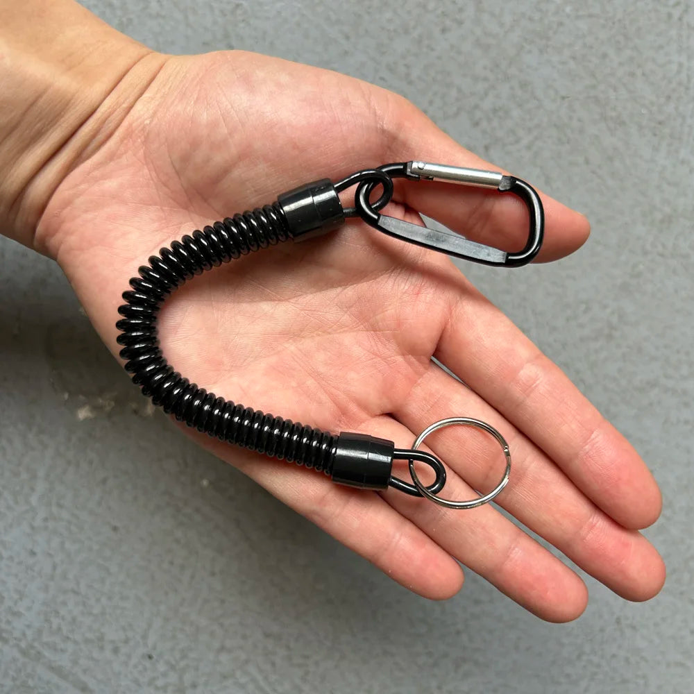1PC Tactical Retractable Spring Elastic Rope Security Gear Tool Hiking Camping Anti-lost Phone Keychain Fishing Lanyards Outdoor