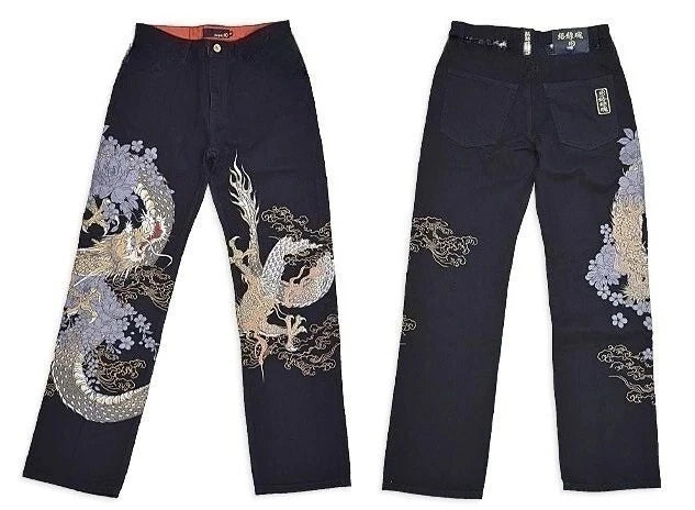 Vintage Japanese Selvedge Jeans Man Y2K High-end Brand Natural Indigo Dip Dyeing Harajuku Mopping Pants