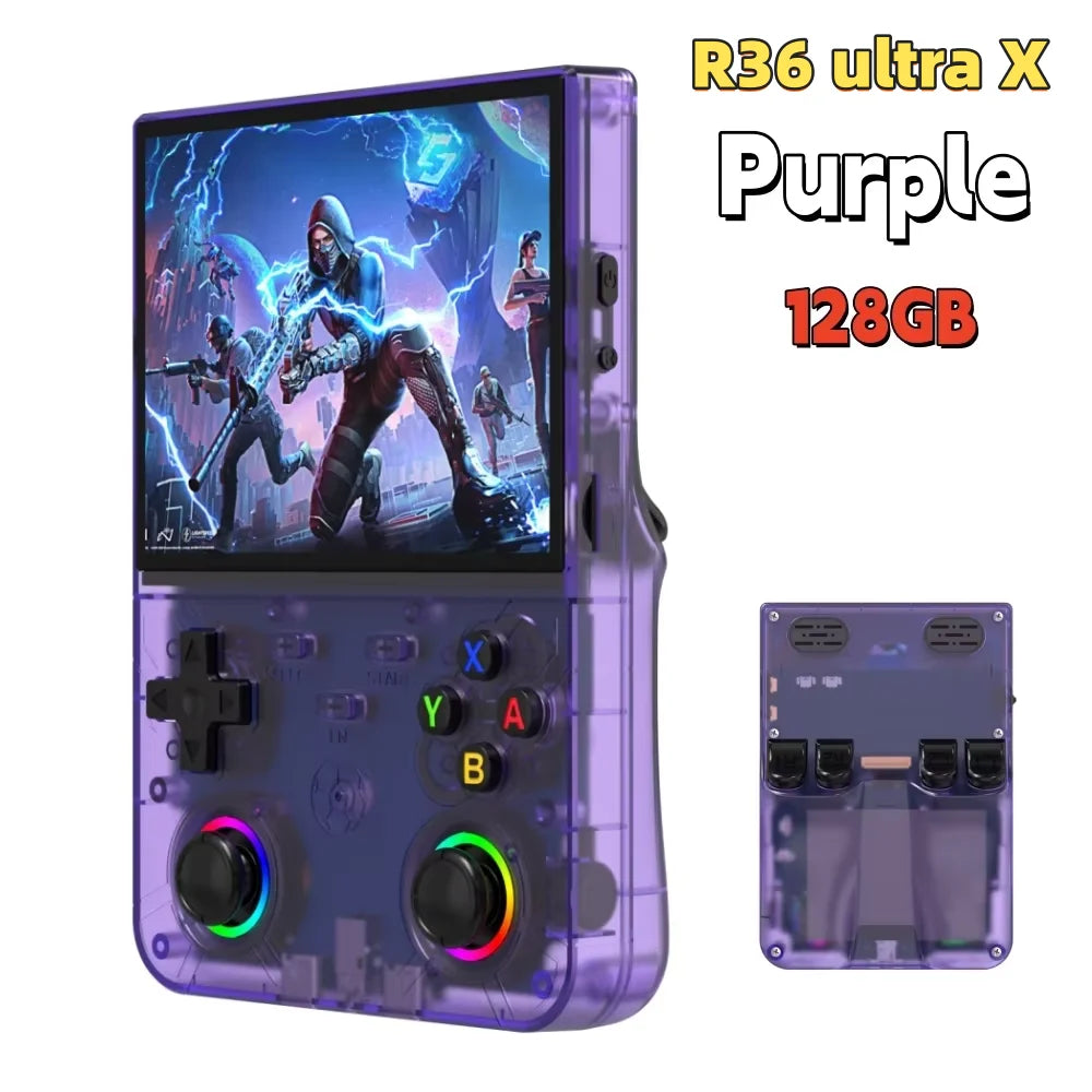R36S Retro R36 Ultra Handheld Video Game Console IPS Screen 128GB Games Portable Pocket Player Linux System R36XX PRO