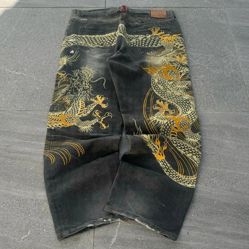 Vintage Japanese Selvedge Jeans Man Y2K High-end Brand Natural Indigo Dip Dyeing Harajuku Mopping Pants