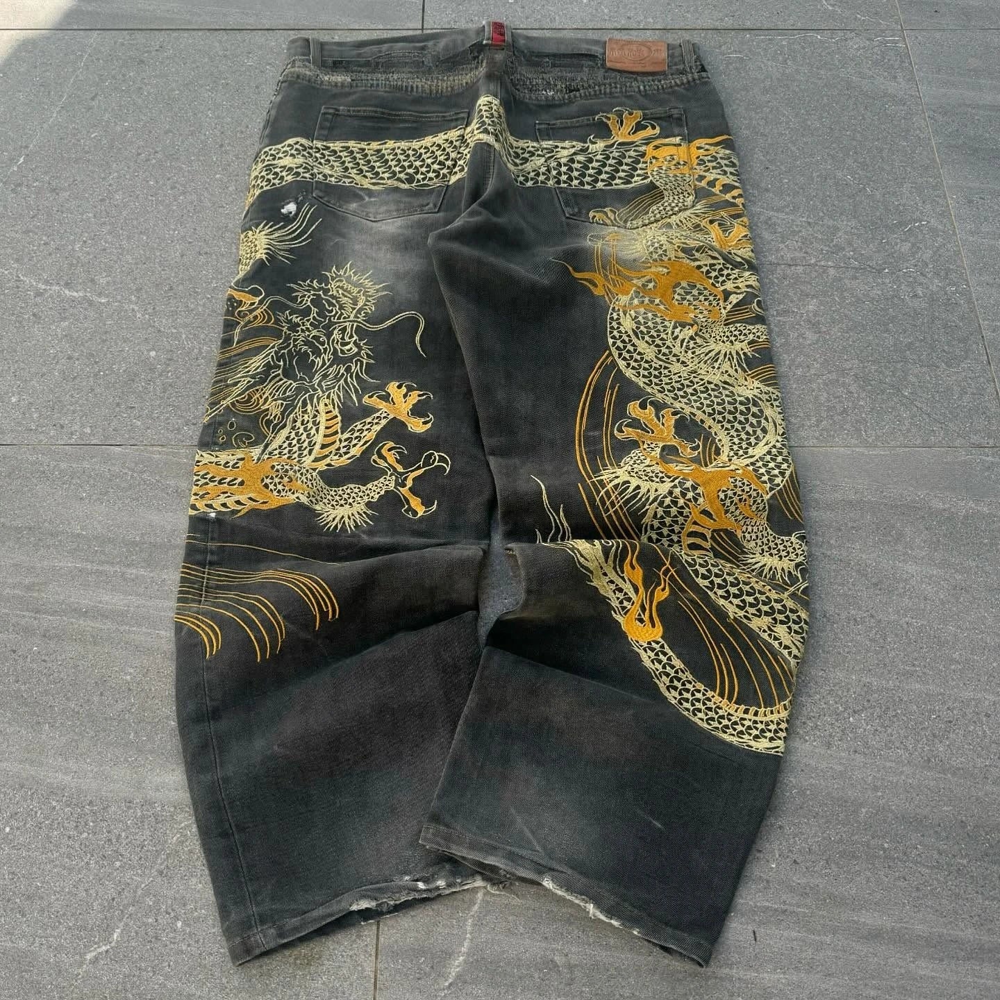 Vintage Japanese Selvedge Jeans Man Y2K High-end Brand Natural Indigo Dip Dyeing Harajuku Mopping Pants