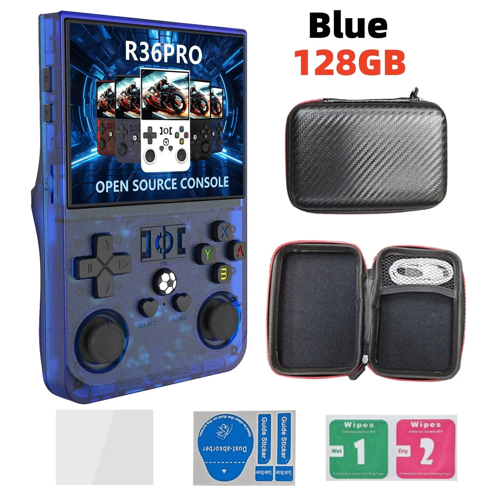 R36S Retro R36 Ultra Handheld Video Game Console IPS Screen 128GB Games Portable Pocket Player Linux System R36XX PRO