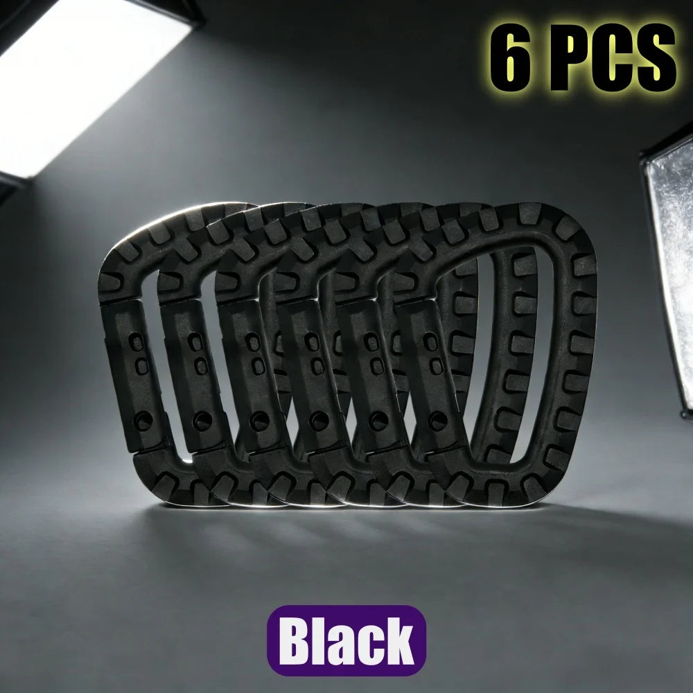 2/4/6Pcs Plastic Carabiner Molle Clip Keychain Hard Spring Snap Gear Hook Outdoor Camping Hiking Tools