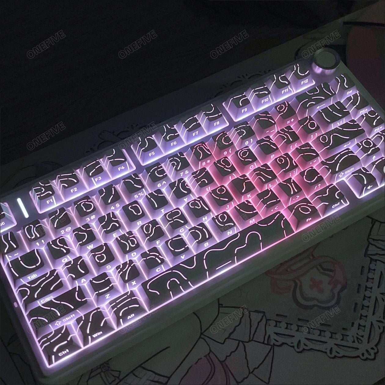 Contour 4.0 Side Engraved Keycap PBT Translucent 97/130 Key Mechanical Keyboard Key Cap White For Magnetic Switch F75 GMK87