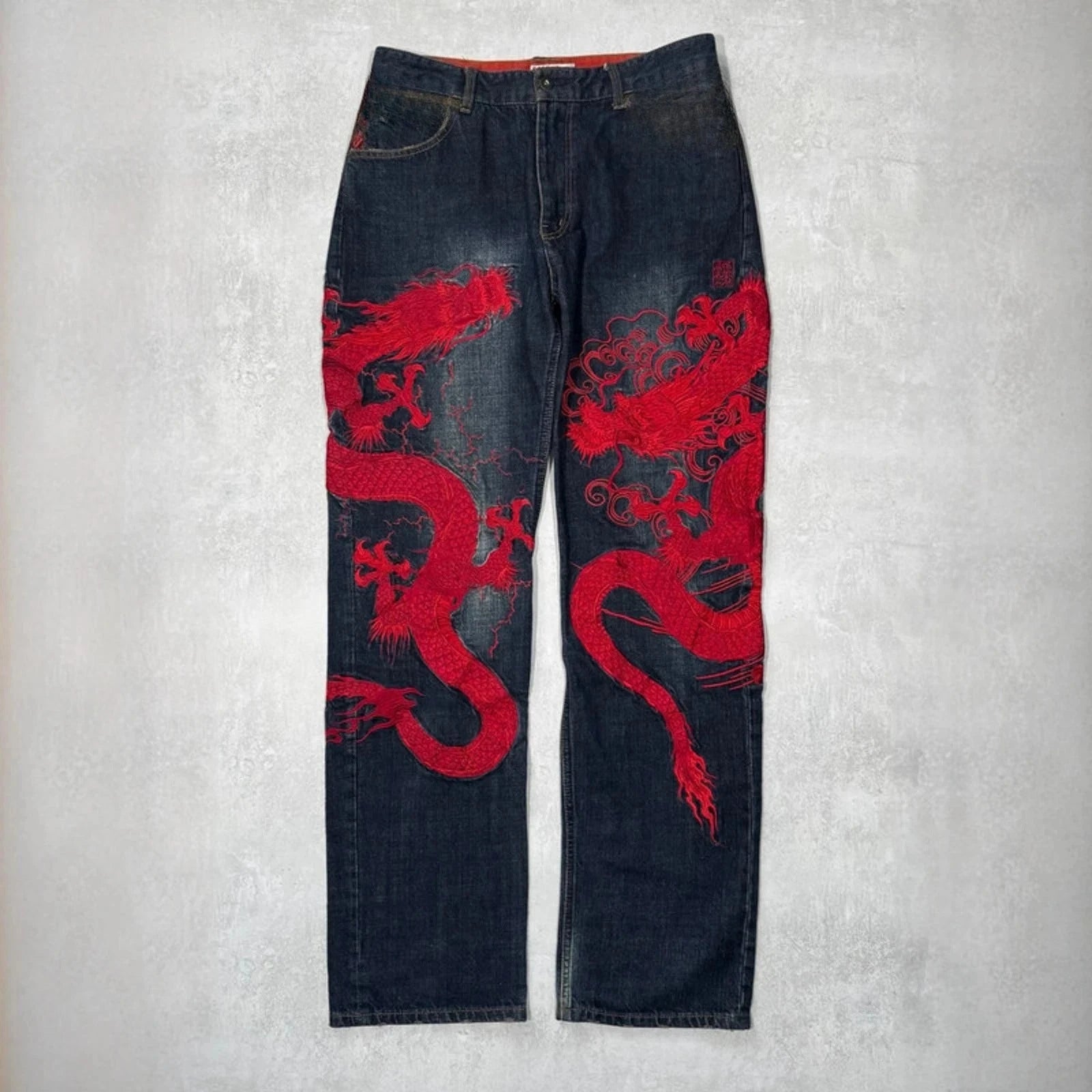 Vintage Japanese Selvedge Jeans Man Y2K High-end Brand Natural Indigo Dip Dyeing Harajuku Mopping Pants