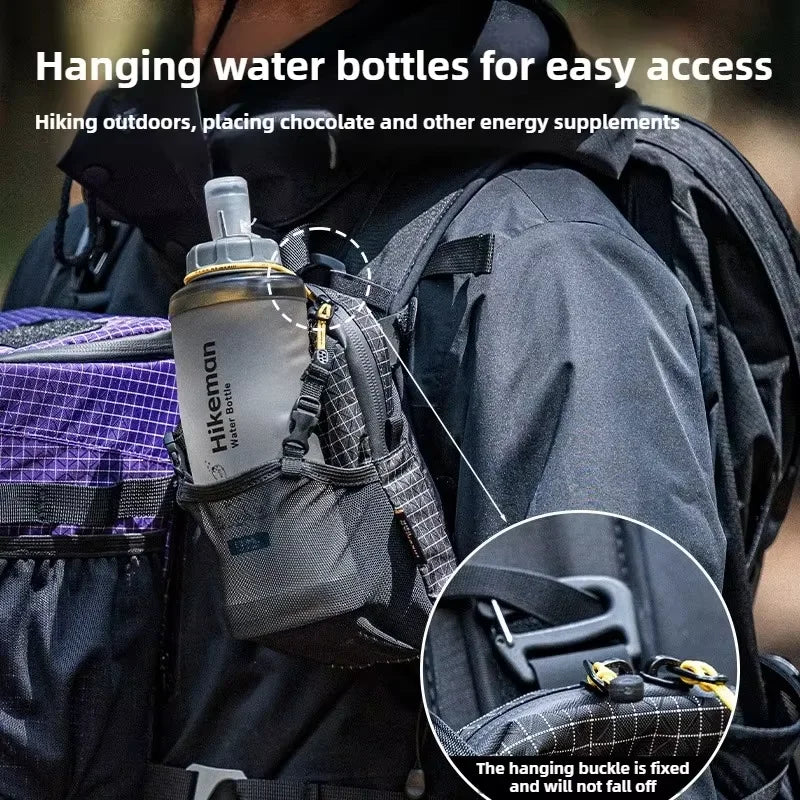 HIKEMAN Dyneema Water Bottle Holder Bag Phone Pocket and Quick-Adjust Strap Waterproof 420D Nylon for Cycling Hiking Camping