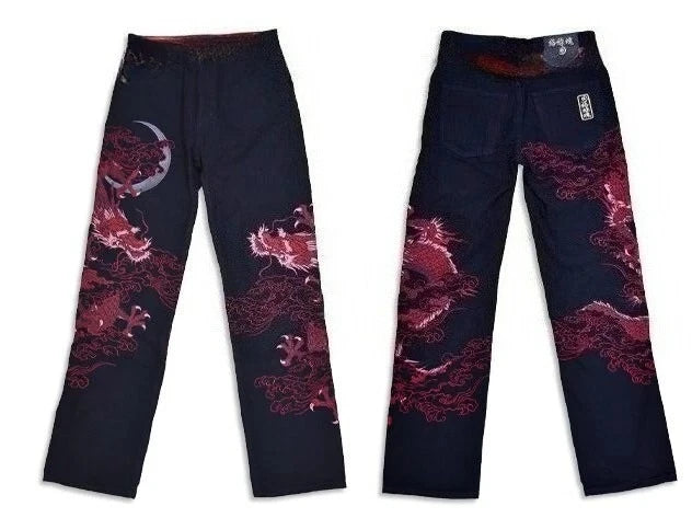 Vintage Japanese Selvedge Jeans Man Y2K High-end Brand Natural Indigo Dip Dyeing Harajuku Mopping Pants