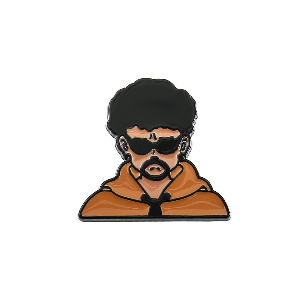 Rapper Bad Bunny Metal Enamel Brooch Bad Rabbit Red Heart Lapel Pins for Backpack Denim Jacket Badges Accessories Jewelry