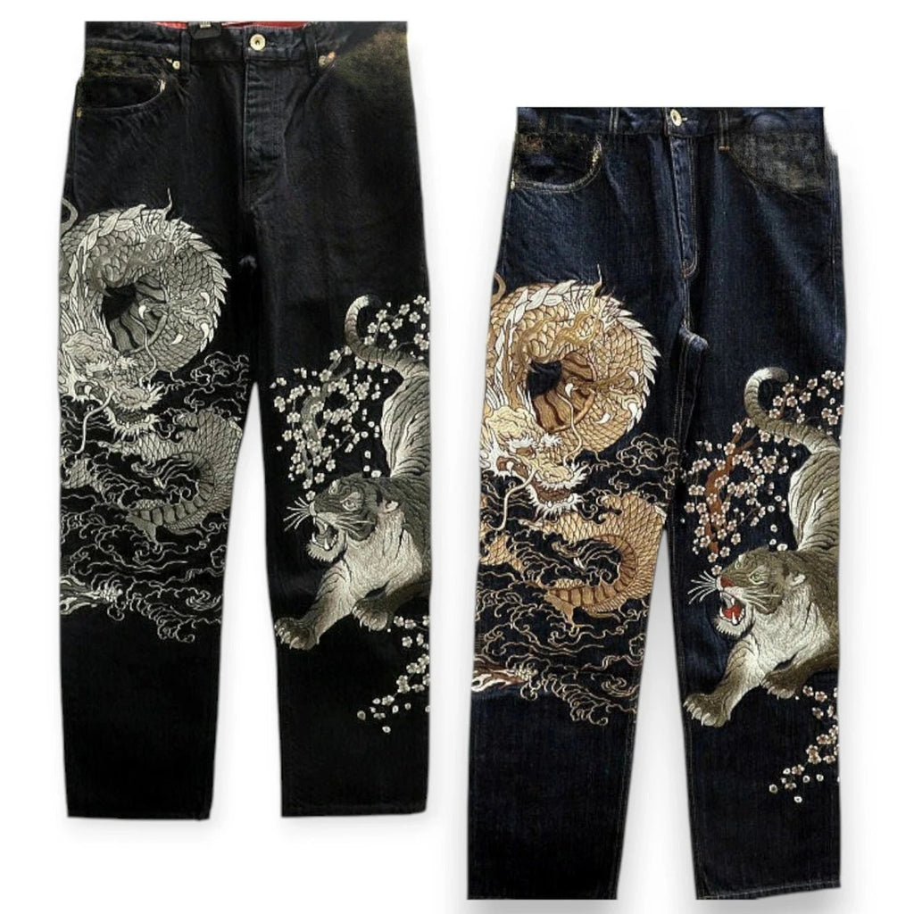 Vintage Japanese Selvedge Jeans Man Y2K High-end Brand Natural Indigo Dip Dyeing Harajuku Mopping Pants