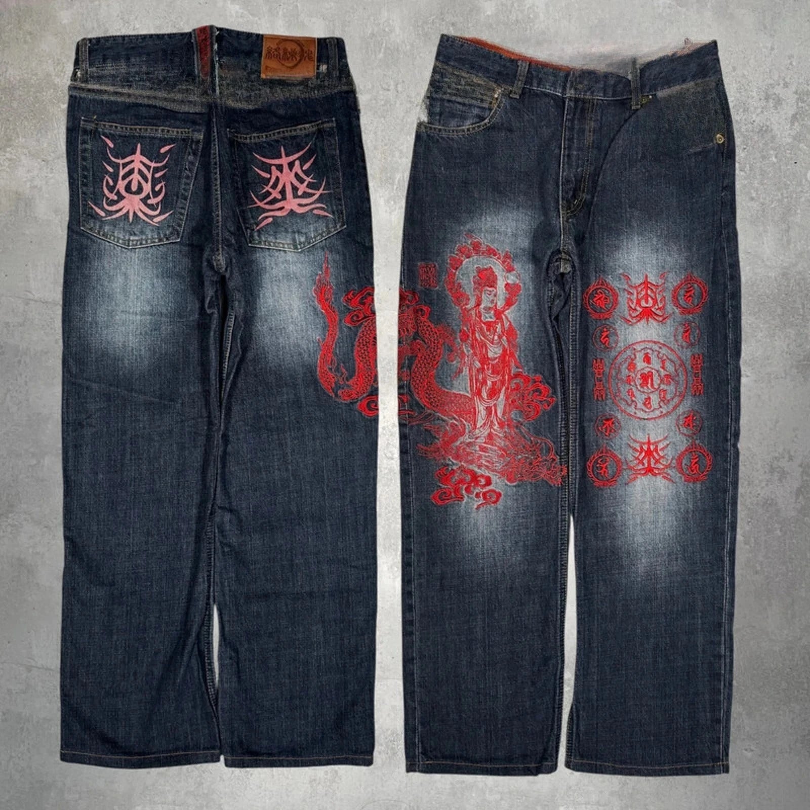 Vintage Japanese Selvedge Jeans Man Y2K High-end Brand Natural Indigo Dip Dyeing Harajuku Mopping Pants