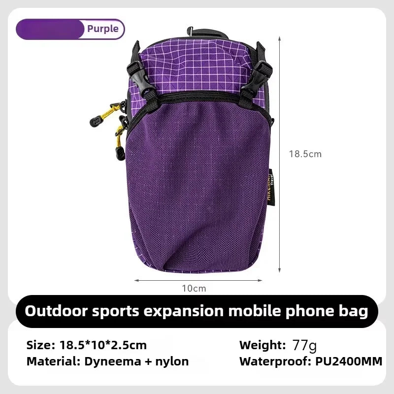 HIKEMAN Dyneema Water Bottle Holder Bag Phone Pocket and Quick-Adjust Strap Waterproof 420D Nylon for Cycling Hiking Camping