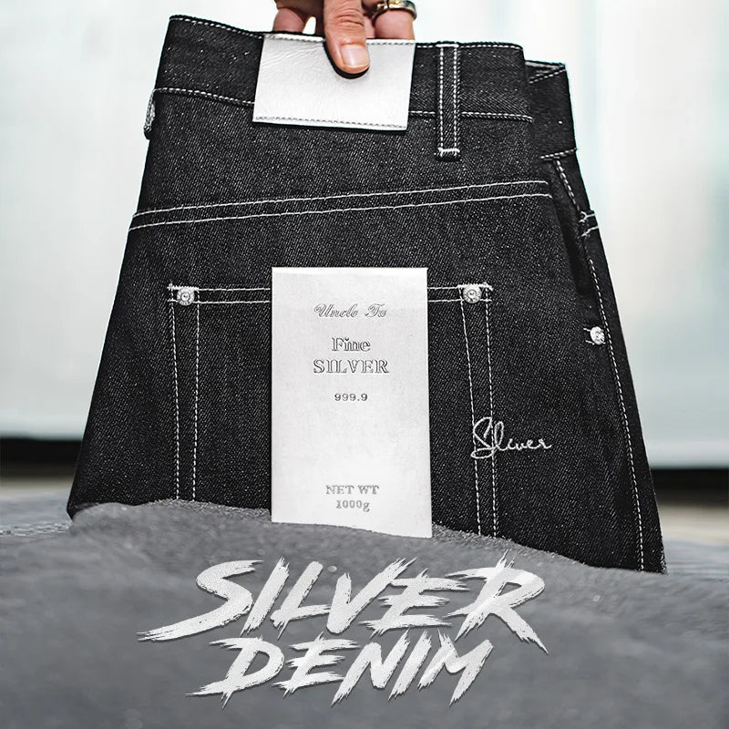 Maden Vintage 13OZ Sliver Denim Jeans for Men Selvedge Raw Denim Autumn Mid-waisted Straight Pants Male Versatile Trousers