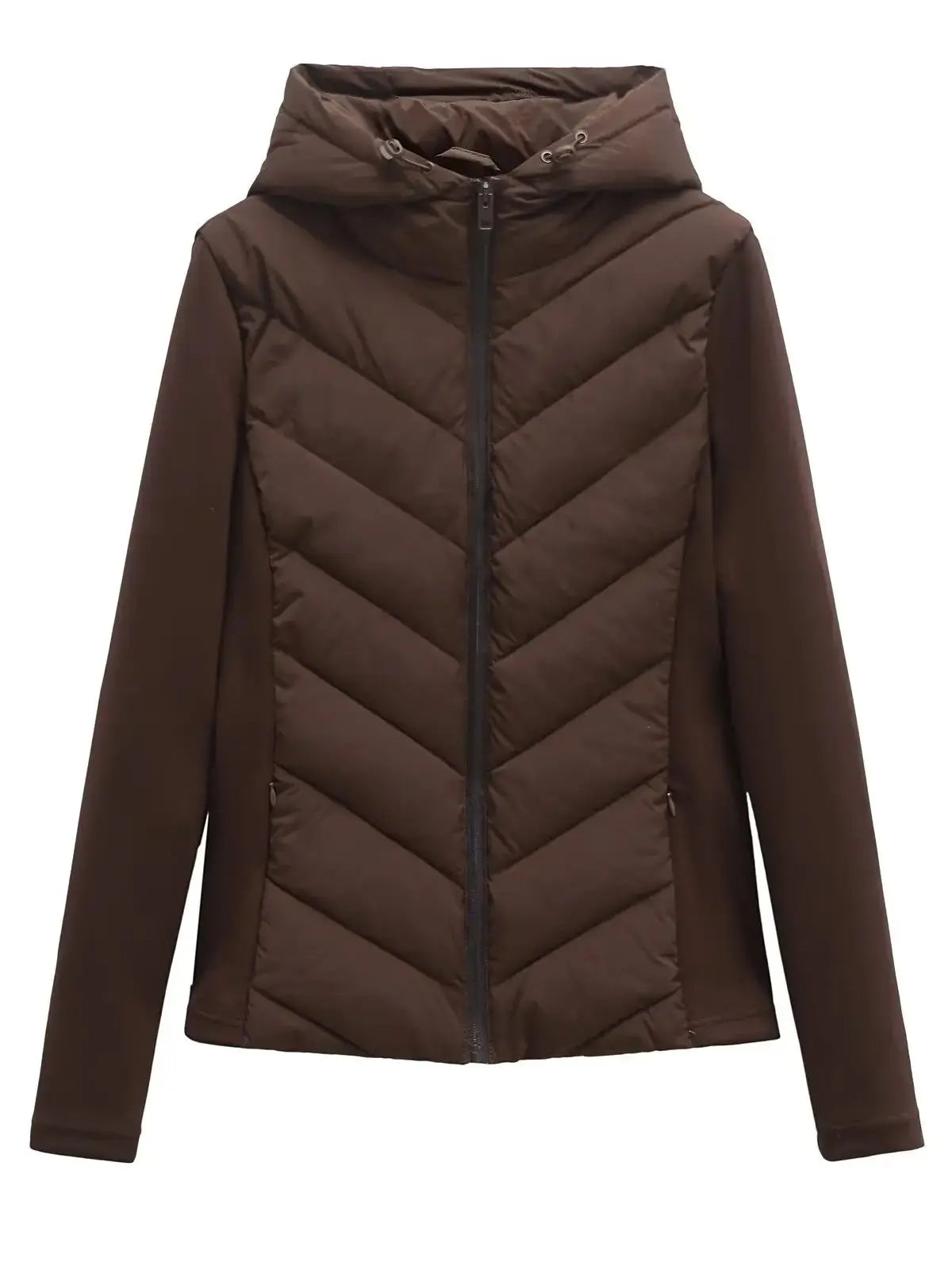 2025 Autumn Winter Women's Elegant Patchwork Hooded Air Cotton Jackets Lady Fashion Army Green Warm Slim Fit Sports Parkas Coats