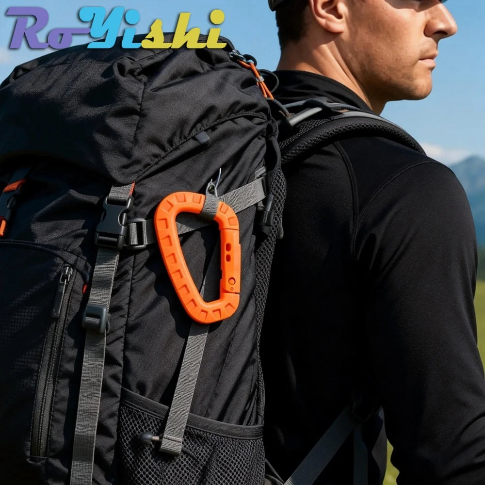 2/4/6Pcs Plastic Carabiner Molle Clip Keychain Hard Spring Snap Gear Hook Outdoor Camping Hiking Tools