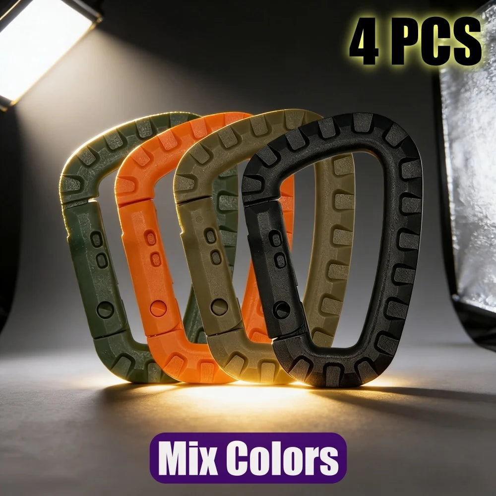2/4/6Pcs Plastic Carabiner Molle Clip Keychain Hard Spring Snap Gear Hook Outdoor Camping Hiking Tools