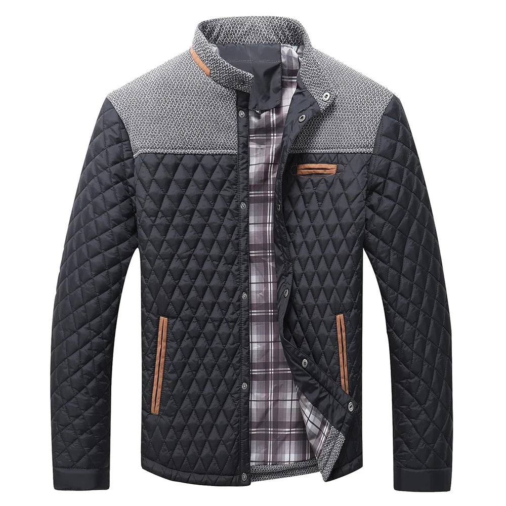 Men's Jackets Casual Bomber Coat Diamond Quilted Puffer Down Lightweight Casual Button Down High Quality Overshirt Us Size