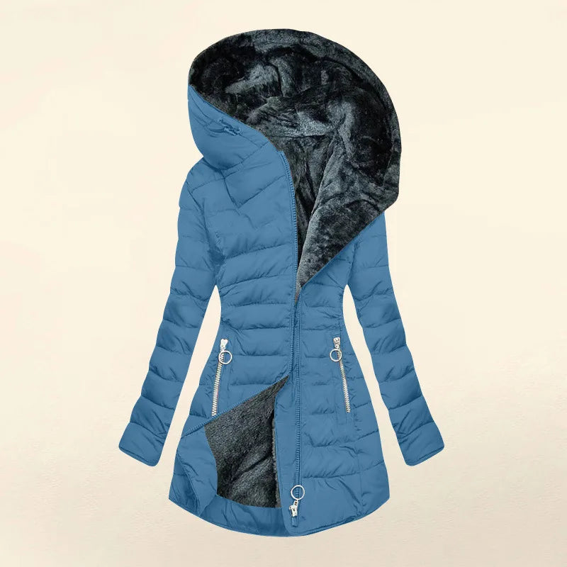 European American New Fashion Women's Solid Color Simple Basic Slim Casual Trendy Daily Hooded Quilted Coats Female Parkas Tops