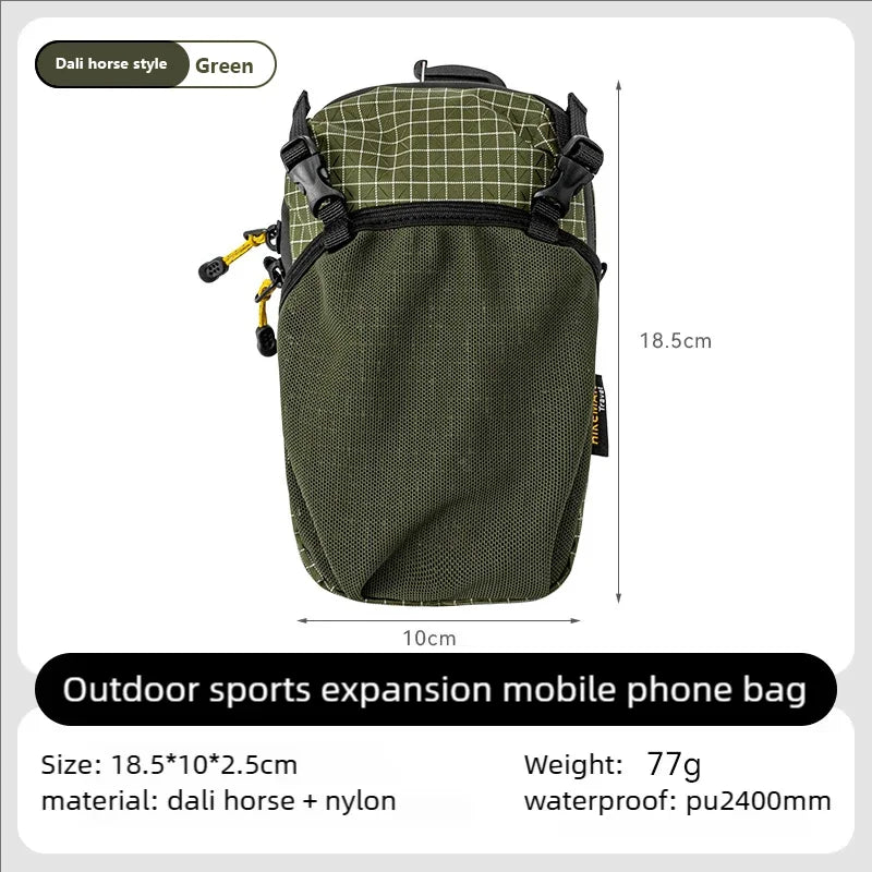 HIKEMAN Dyneema Water Bottle Holder Bag Phone Pocket and Quick-Adjust Strap Waterproof 420D Nylon for Cycling Hiking Camping