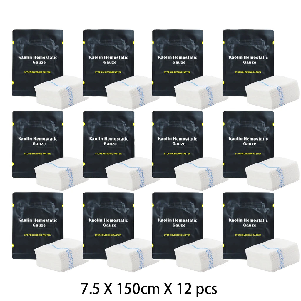 Hemostatic Kaolin Gauze Combat Emergency Trauma Z-Fold Soluble For Ifak Tactical First Aid Kit Medical Wound Dressing