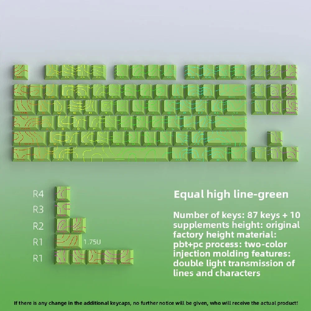 New Topographic Keycaps 4.0 Version Shine Through 98 Key PBT Cherry Profile Side Print Backlit for MX Gamer Mechanical Keyboard