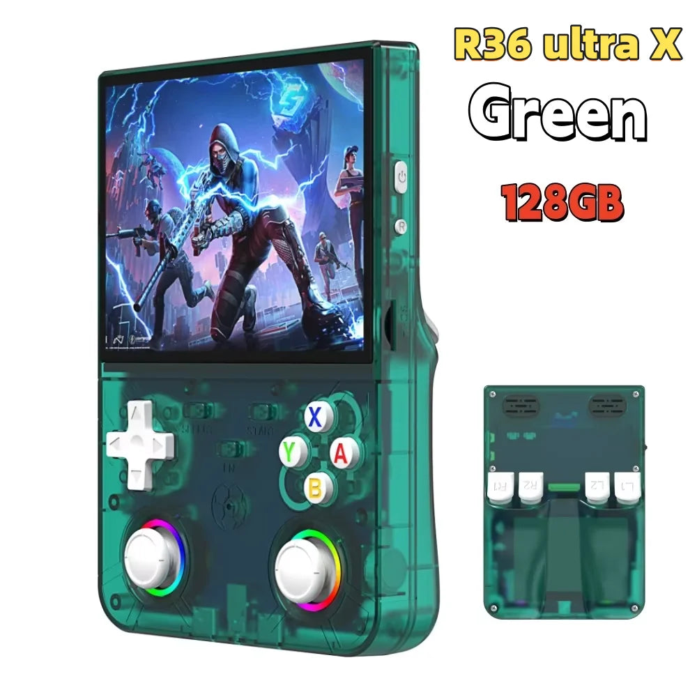 R36S Retro R36 Ultra Handheld Video Game Console IPS Screen 128GB Games Portable Pocket Player Linux System R36XX PRO
