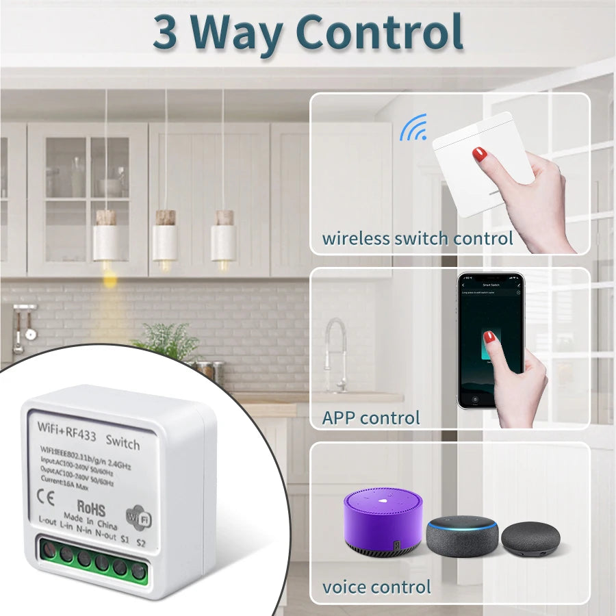 Tuya WiFi Smart Light Switch Smart Home Wireless RF 433mhz Push Button Wall Switch Via Alexa Google Home Alice Smart Life App