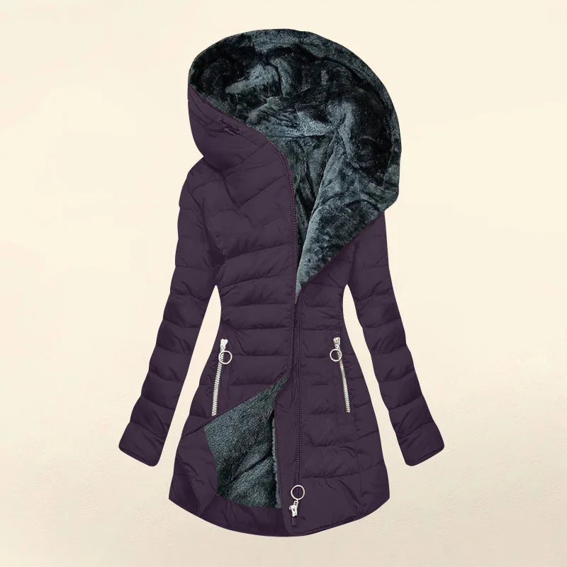 European American New Fashion Women's Solid Color Simple Basic Slim Casual Trendy Daily Hooded Quilted Coats Female Parkas Tops