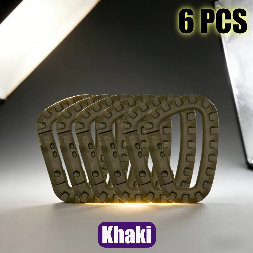 2/4/6Pcs Plastic Carabiner Molle Clip Keychain Hard Spring Snap Gear Hook Outdoor Camping Hiking Tools