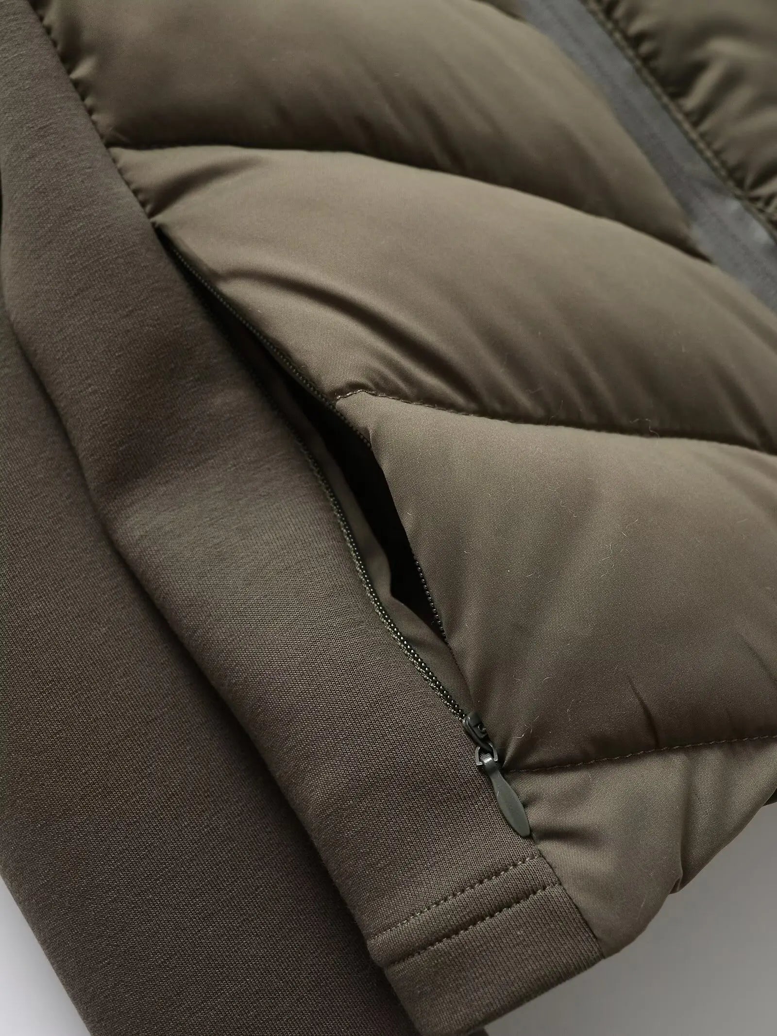 2025 Autumn Winter Women's Elegant Patchwork Hooded Air Cotton Jackets Lady Fashion Army Green Warm Slim Fit Sports Parkas Coats