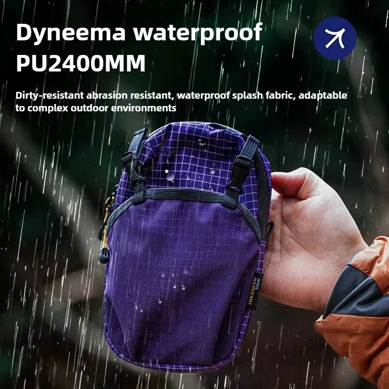 HIKEMAN Dyneema Water Bottle Holder Bag Phone Pocket and Quick-Adjust Strap Waterproof 420D Nylon for Cycling Hiking Camping