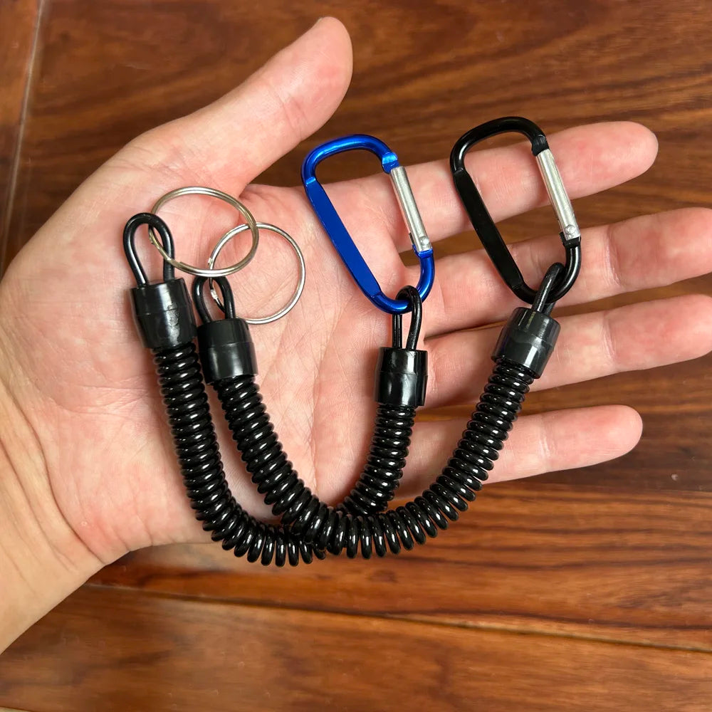 1PC Tactical Retractable Spring Elastic Rope Security Gear Tool Hiking Camping Anti-lost Phone Keychain Fishing Lanyards Outdoor
