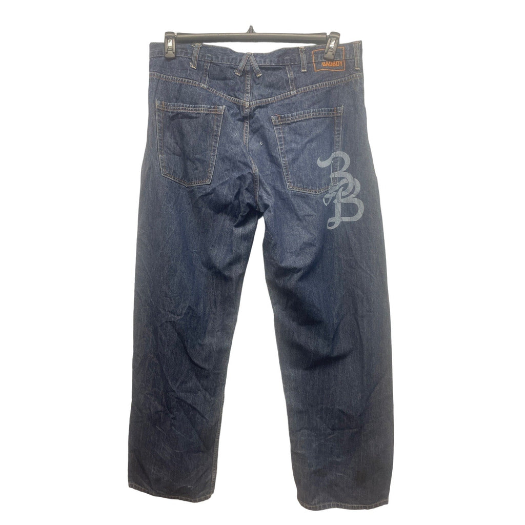 Vintage Y2K Bad Boy Mens Size 38 100% Cotton Wide Leg Denim Blue Jeans